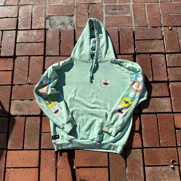 RIPNDIP Hoodie Mens Medium Mint Green Cat Ice Cream Graphic Streetwear Preowned - Picture 2 of 4